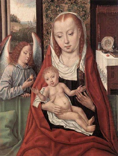 Master of the Saint Ursula Legend Virgin and Child with an Angel china oil painting image